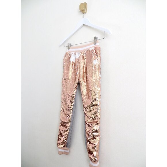 NEW! Lola and the Boys Goldie Flip Sequin Jogger Pants SZ 10 - Picture 4 of 8